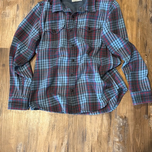 Outerknown Other - Outerknown Blanket Shirt, LargeMen's Plaid Button-Down Shirt in Blue, Gray & Red